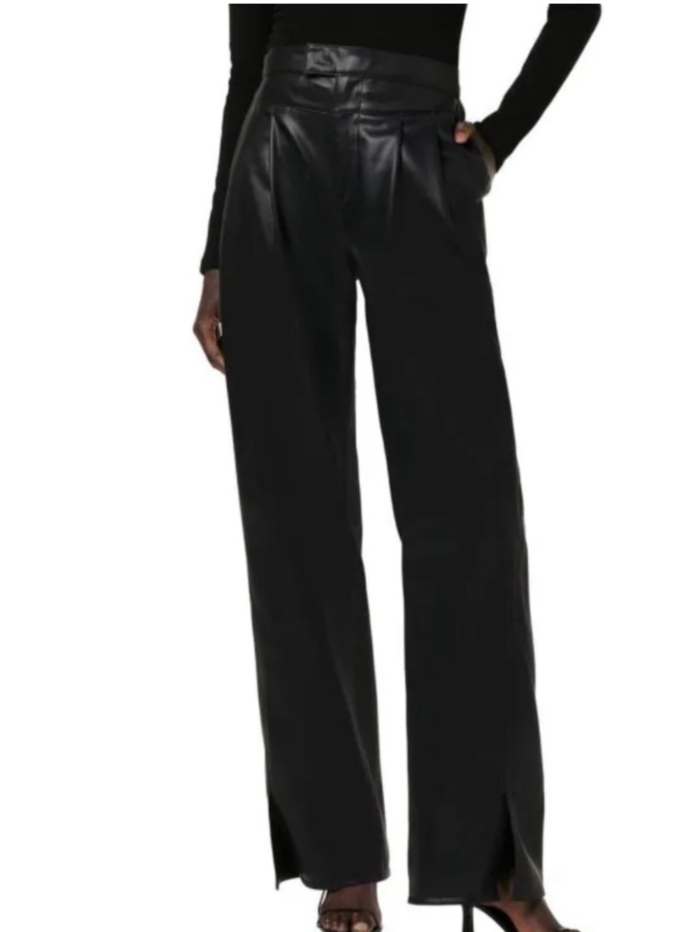 NEW Hudson x Revolve Rosie Black Faux leather pleated trousers pants women 29